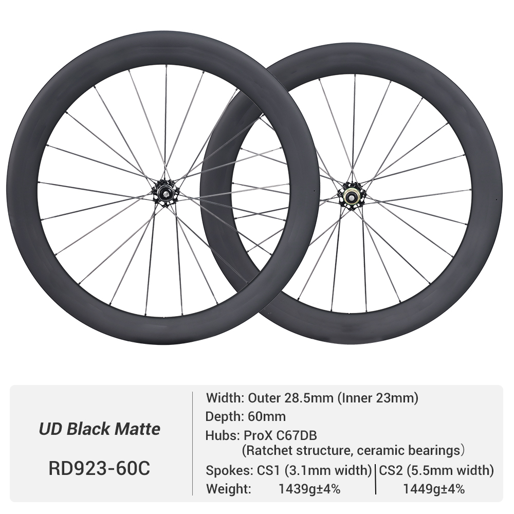ProX C67DB 700C Wide Disc Brake Full Carbon Spoke Carbon Road Wheels