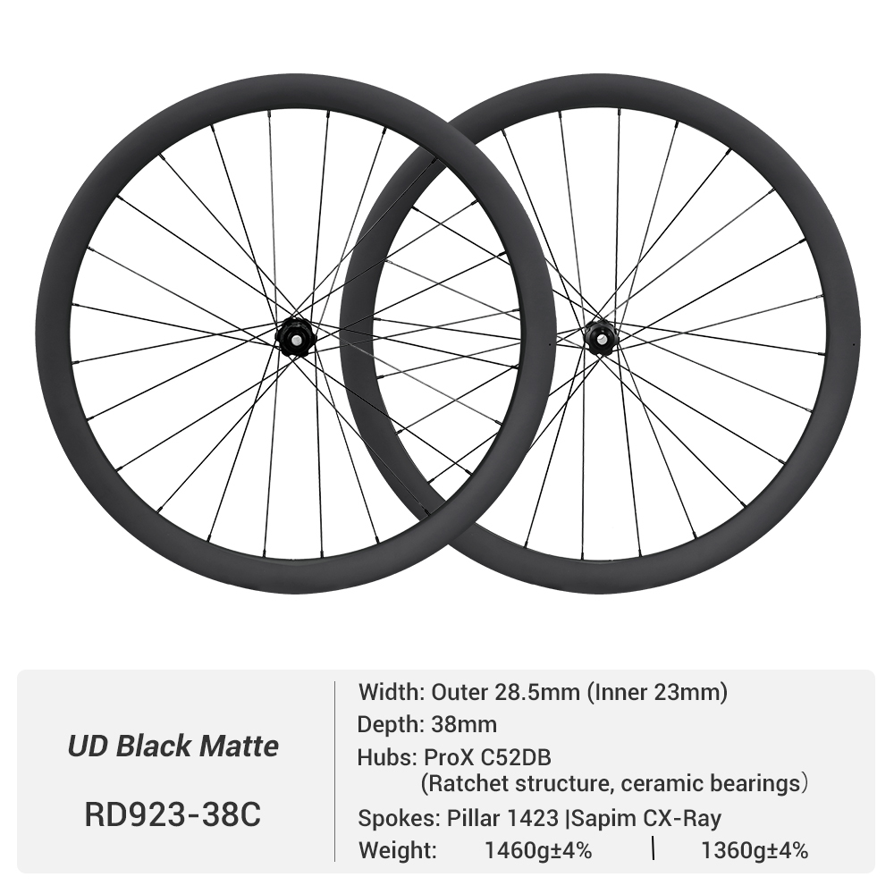 ProX C52DB 700C Wide Disc Brake 36T Ratchet system Carbon Road Wheels