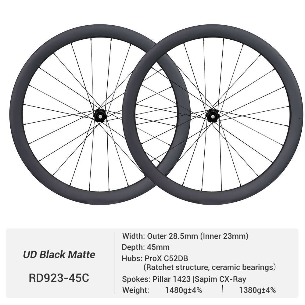 ProX C52DB 700C Wide Disc Brake 36T Ratchet system Carbon Road Wheels