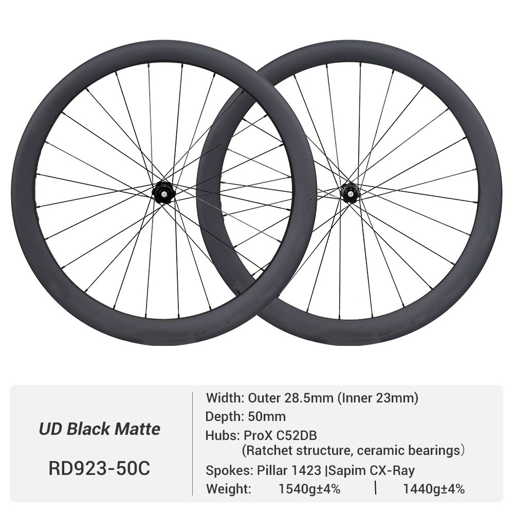 ProX C52DB 700C Wide Disc Brake 36T Ratchet system Carbon Road Wheels