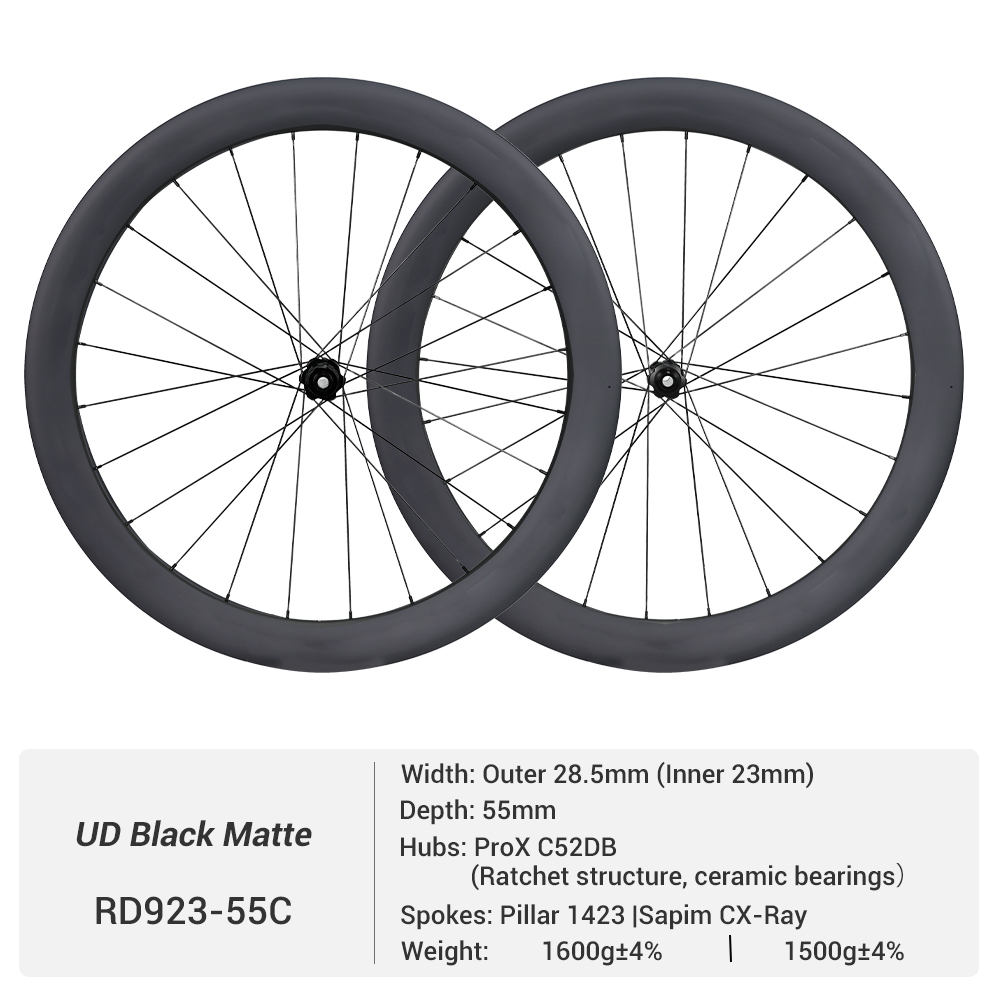 ProX C52DB 700C Wide Disc Brake 36T Ratchet system Carbon Road Wheels