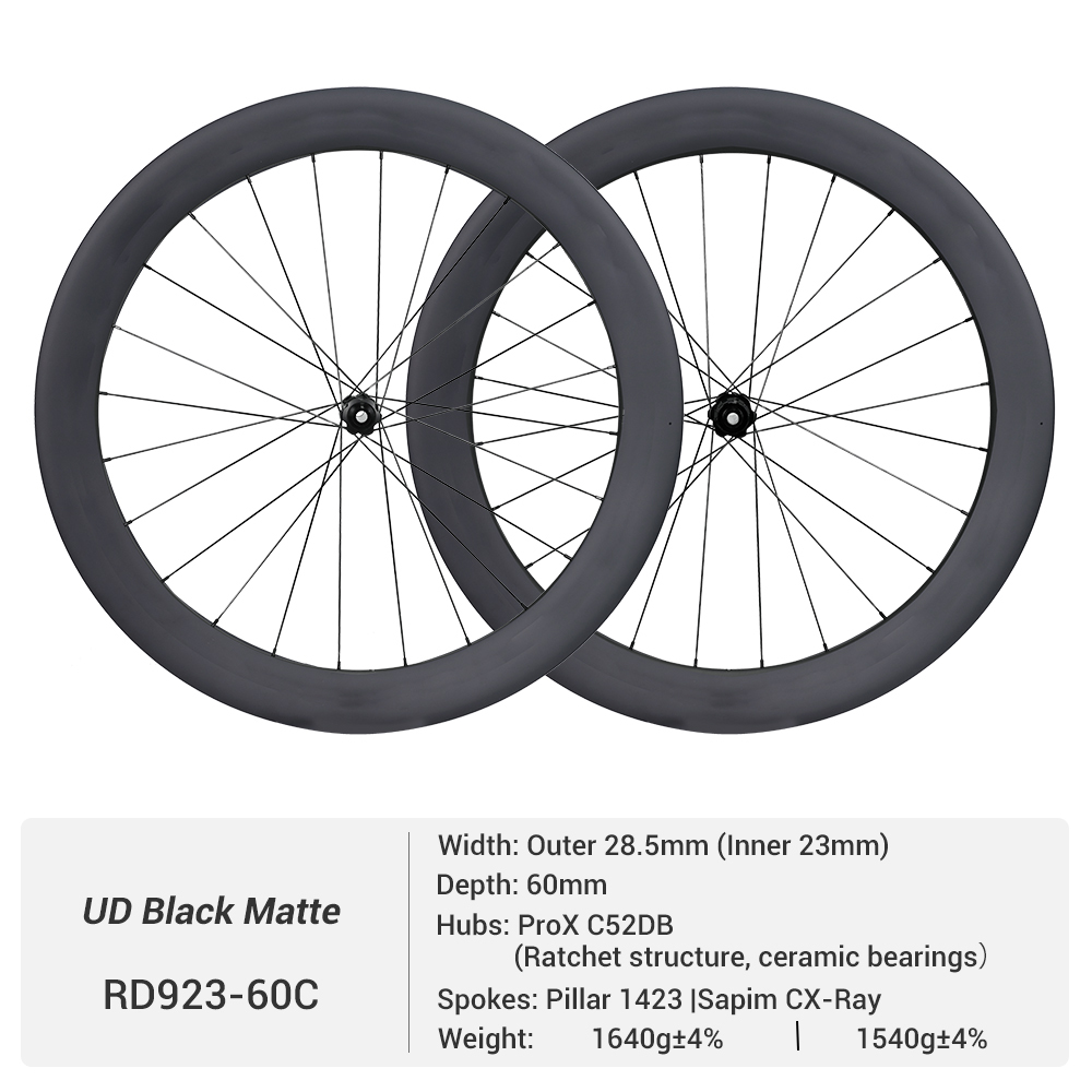 ProX C52DB 700C Wide Disc Brake 36T Ratchet system Carbon Road Wheels
