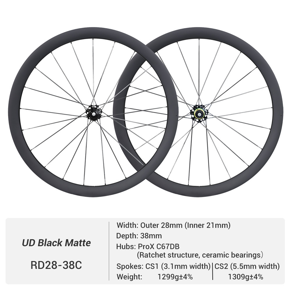 ProX C67DB Super Light Disc Brake Full Carbon Spoke Carbon Road Wheels