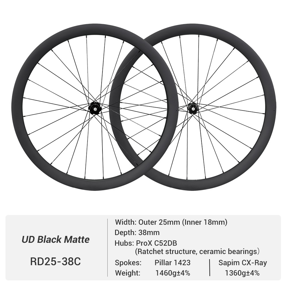 ProX C52DB 25mm Wide Disc Brake Carbon Clincher Rims 700C Road Rim Tubeless Read