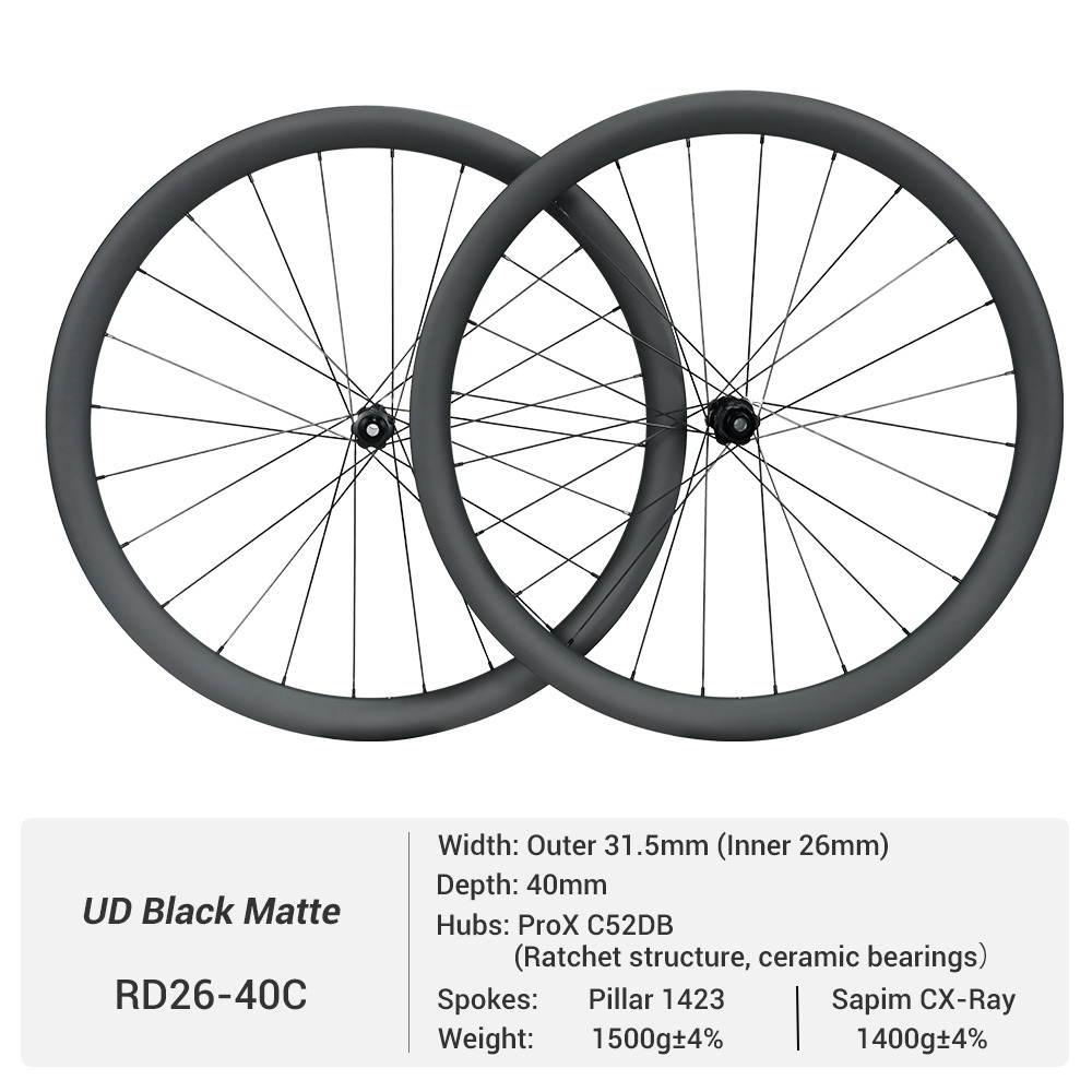 ProX C52DB Disc Brake Ratchet System Hub 26mm Inner Width 700C Gravel Carbon Wheel