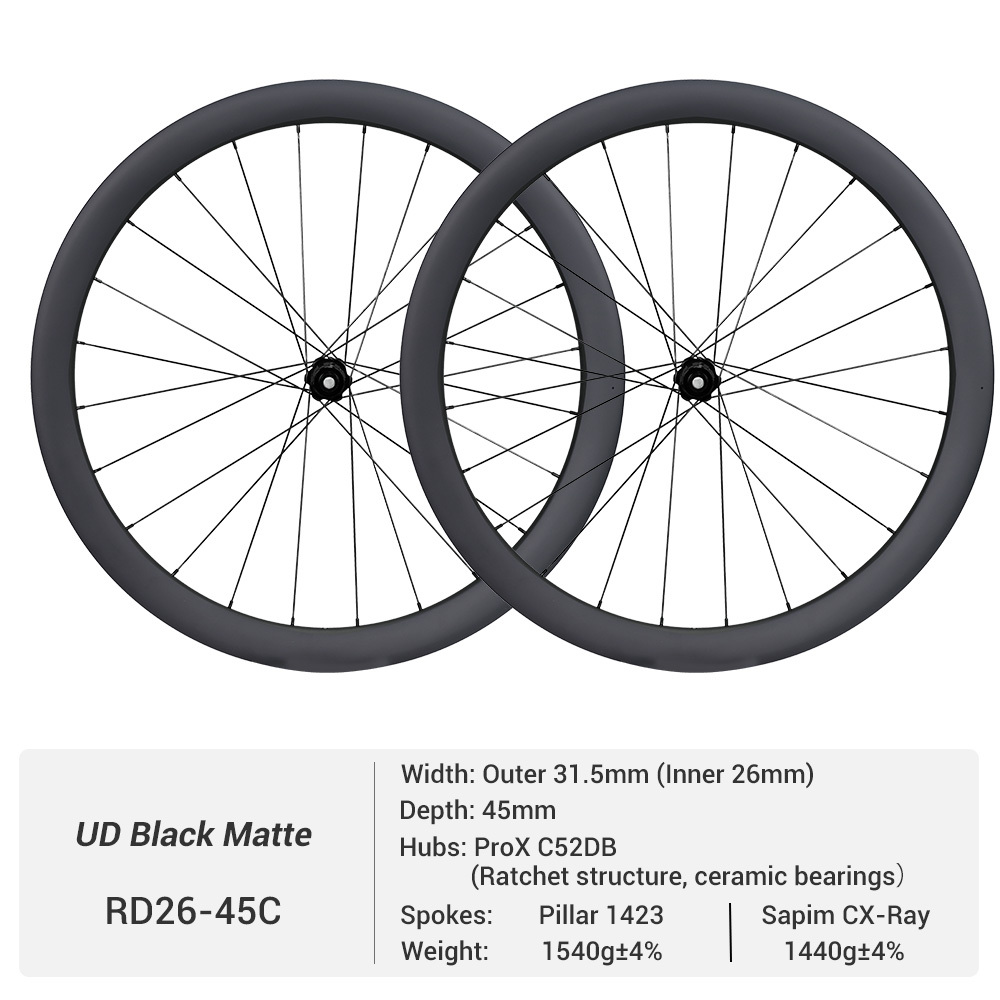 ProX C52DB Disc Brake Ratchet System Hub 26mm Inner Width 700C Gravel Carbon Wheel