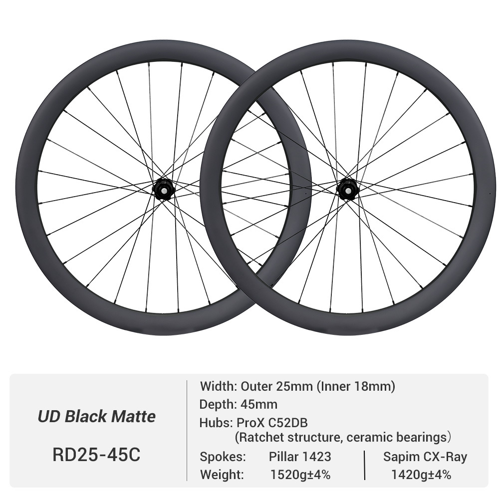 ProX C52DB 25mm Wide Disc Brake Carbon Clincher Rims 700C Road Rim Tubeless Read