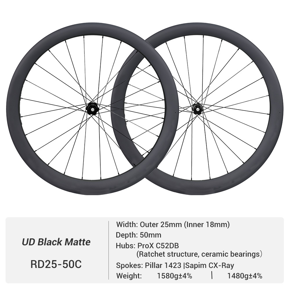 ProX C52DB 25mm Wide Disc Brake Carbon Clincher Rims 700C Road Rim Tubeless Read
