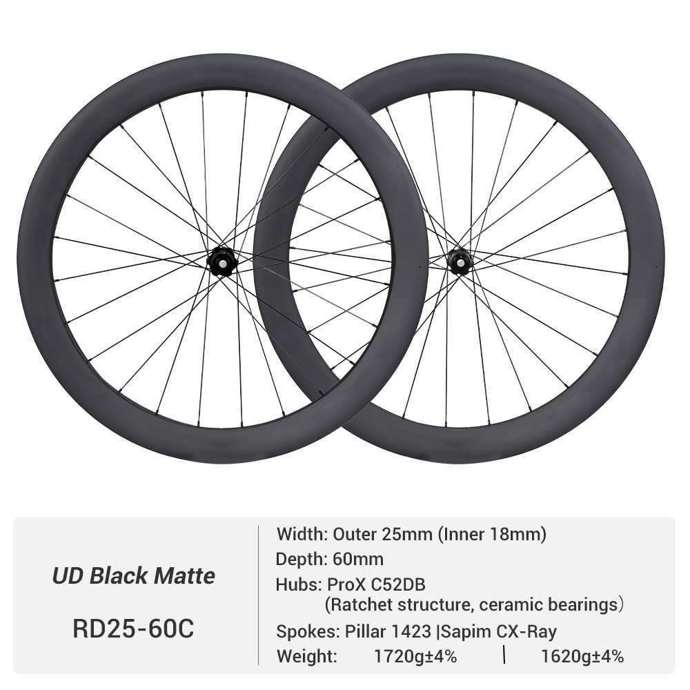 ProX C52DB 25mm Wide Disc Brake Carbon Clincher Rims 700C Road Rim Tubeless Read
