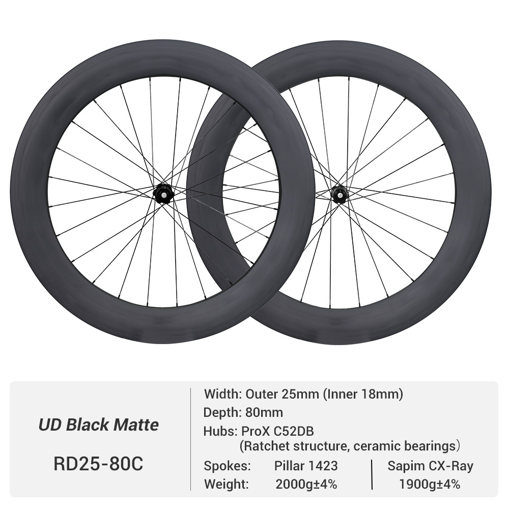 ProX C52DB 25mm Wide Disc Brake Carbon Clincher Rims 700C Road Rim Tubeless Read