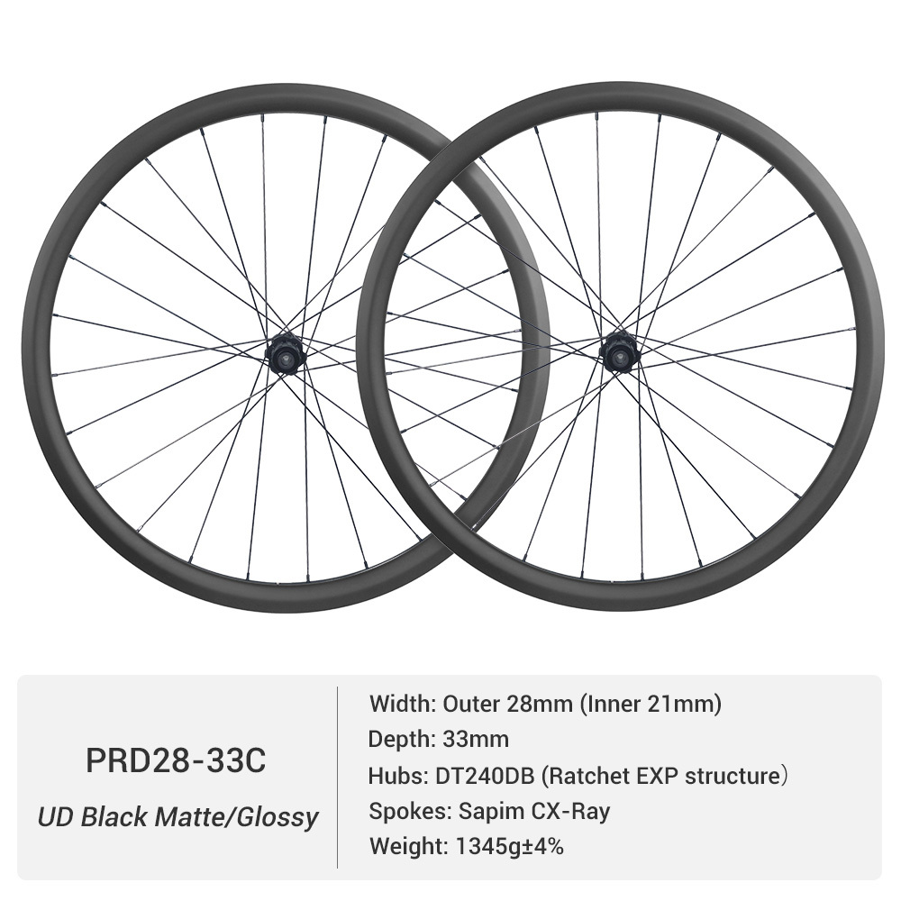 ProX DT240 High-Performance Carbon Road Wheels | 28mm Outer Width Road Disc Brake Wheelset