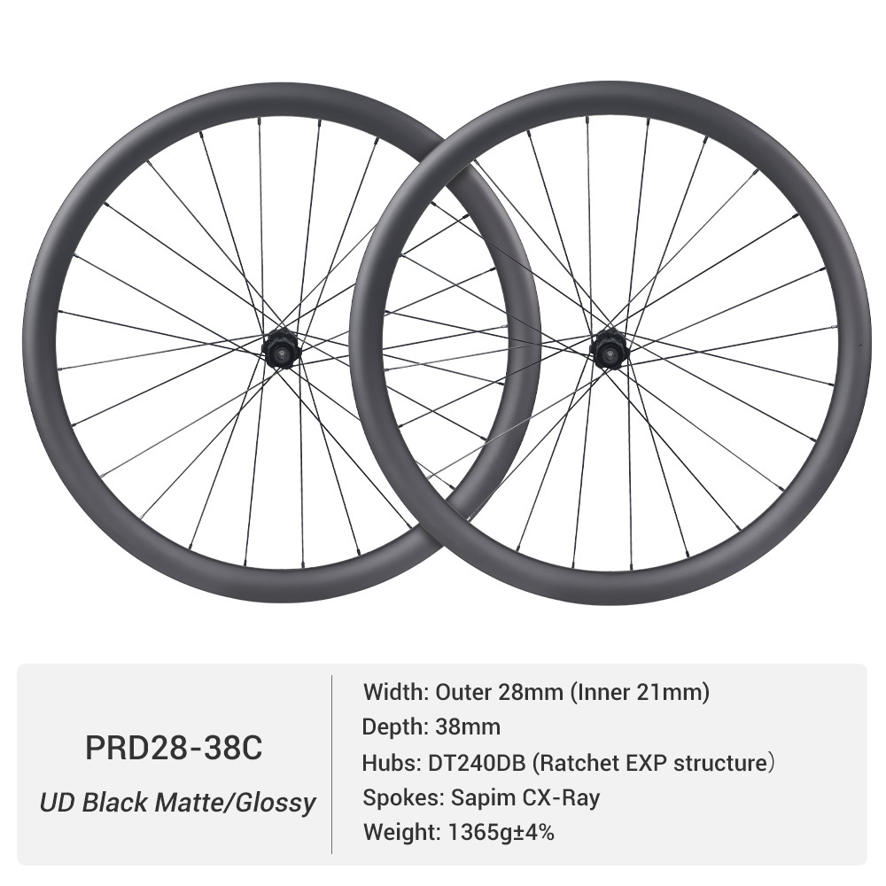ProX DT240 High-Performance Carbon Road Wheels | 28mm Outer Width Road Disc Brake Wheelset