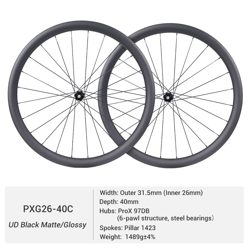 ProX 97DB Entry-Level Gravel Carbon Wheels | 26mm Inner Width Carbon Gravel Wheels
