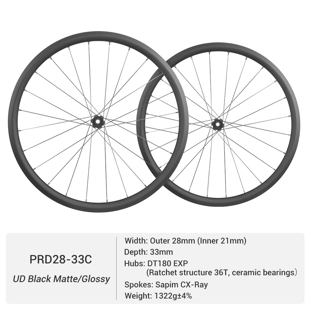 ProX DT180 Top-tier Road Carbon Wheelset | Super Light 28mm Outer Width Disc Brake Road Wheels