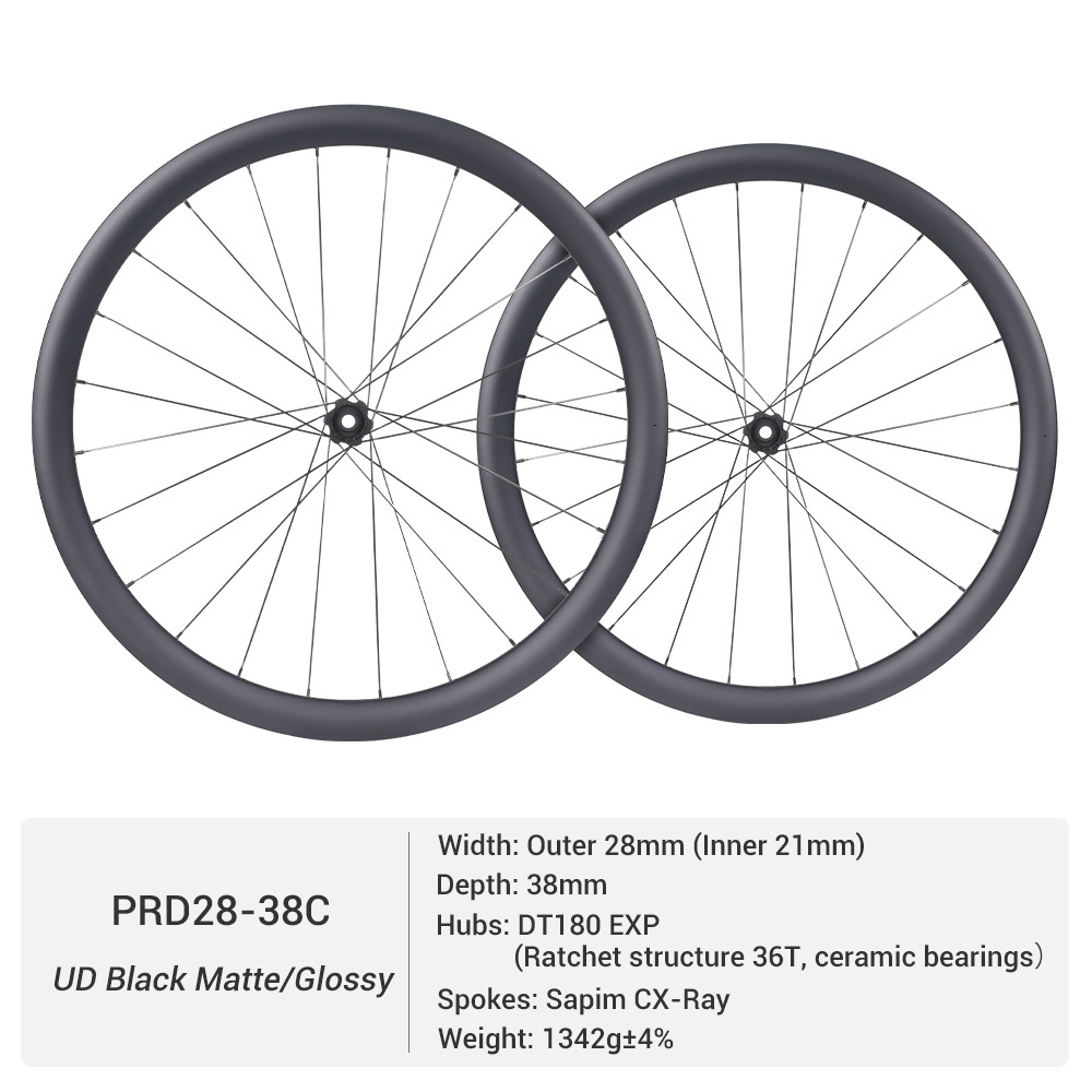 ProX DT180 Top-tier Road Carbon Wheelset | Super Light 28mm Outer Width Disc Brake Road Wheels