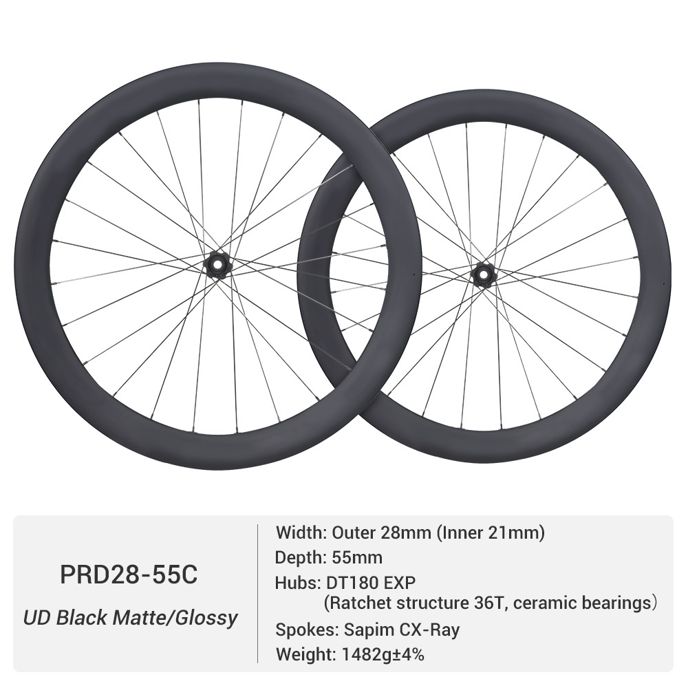 ProX DT180 Top-tier Road Carbon Wheelset | Super Light 28mm Outer Width Disc Brake Road Wheels