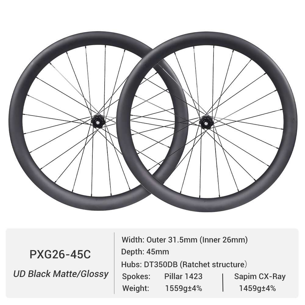 ProX DT350 Gravel Carbon Wheelset | 26mm Inner Width Gravel Wheels For All-Terrain Riding