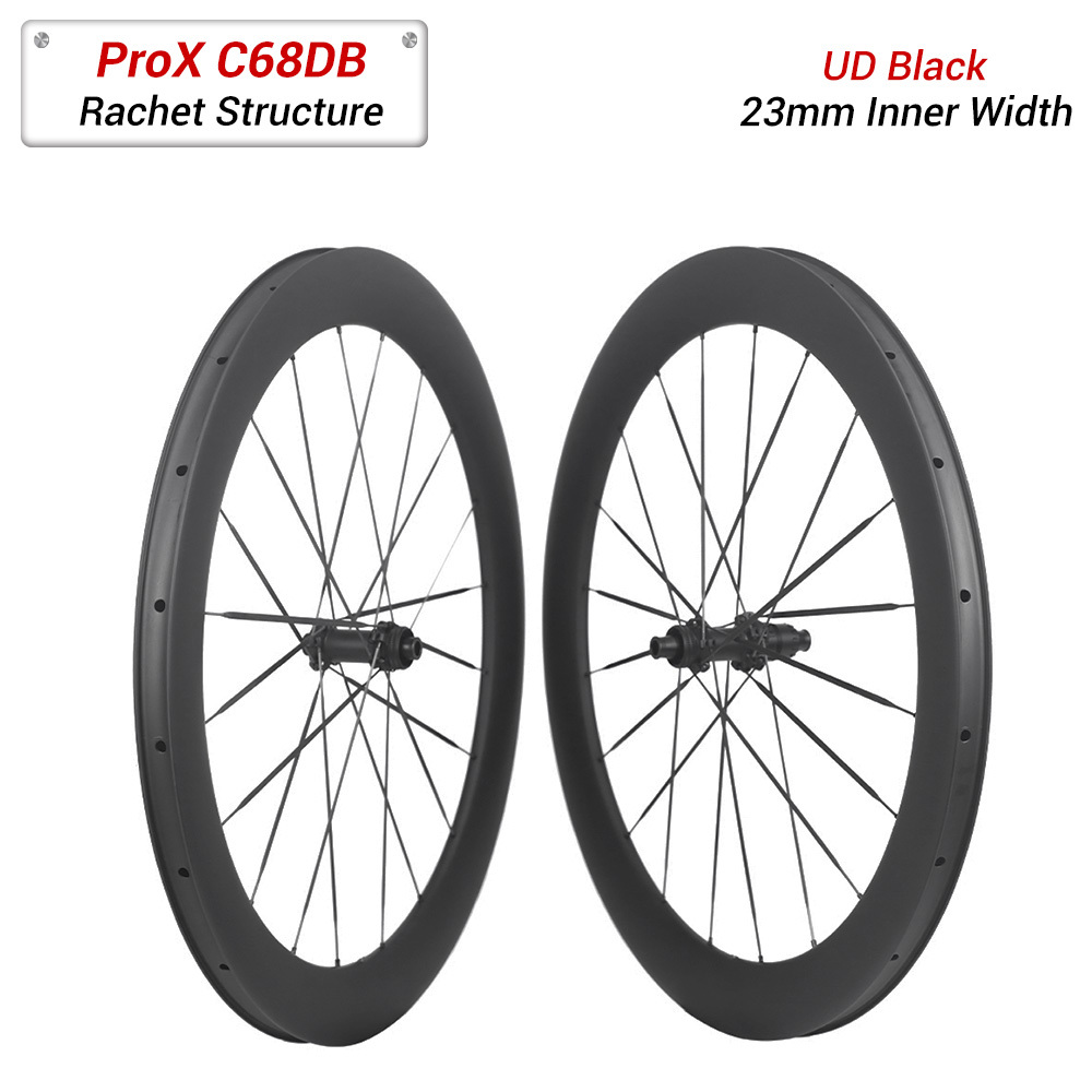 ProX C68DB Ultra Light Carbon Wheels | Full Carbon Spoke Road Wheels With 23mm Inner Width