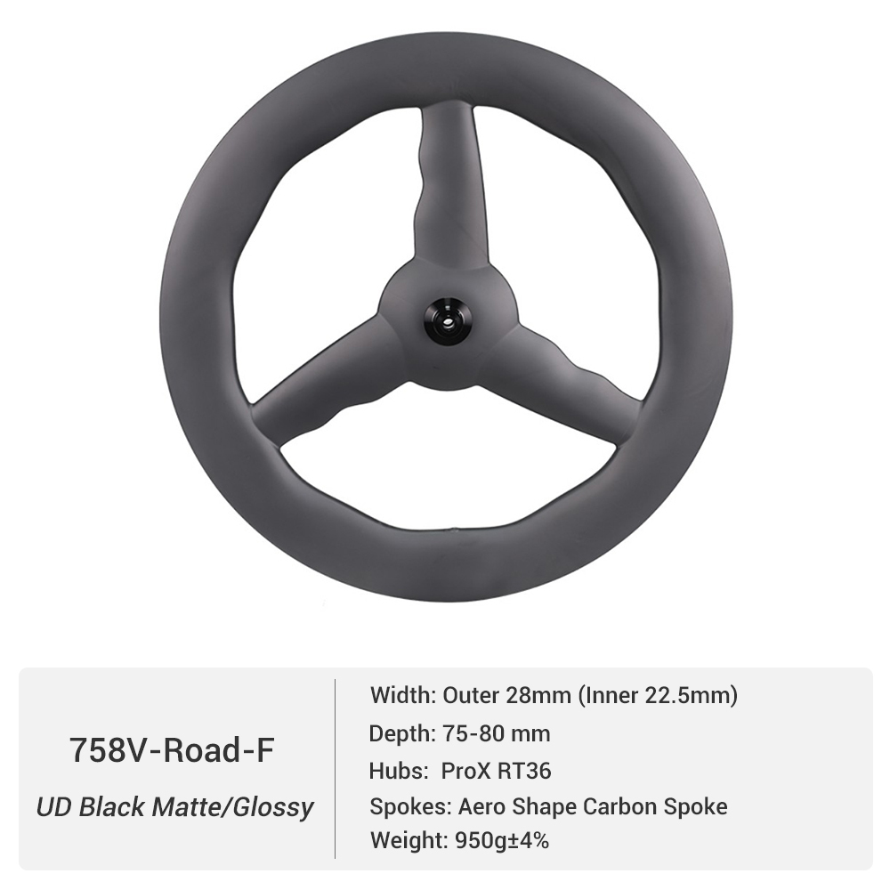 ProX Tri-Spoke 700C Undulating Wavy 3-Spoke Carbon Wheels