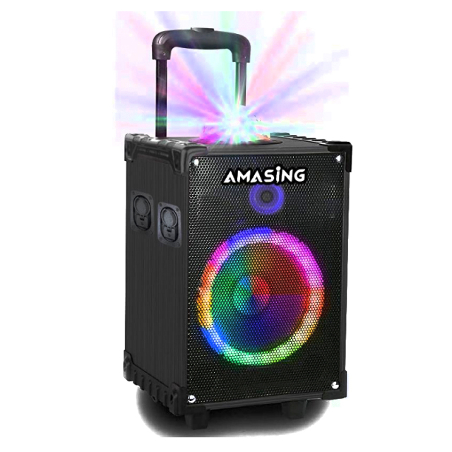 Portable 8 inch outdoor wireless speaker box with disco ball