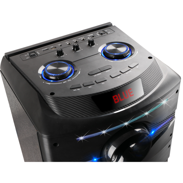 Dual 12 Inch Big Bass Wireless Bluetooth Party Speaker with Guitar Input