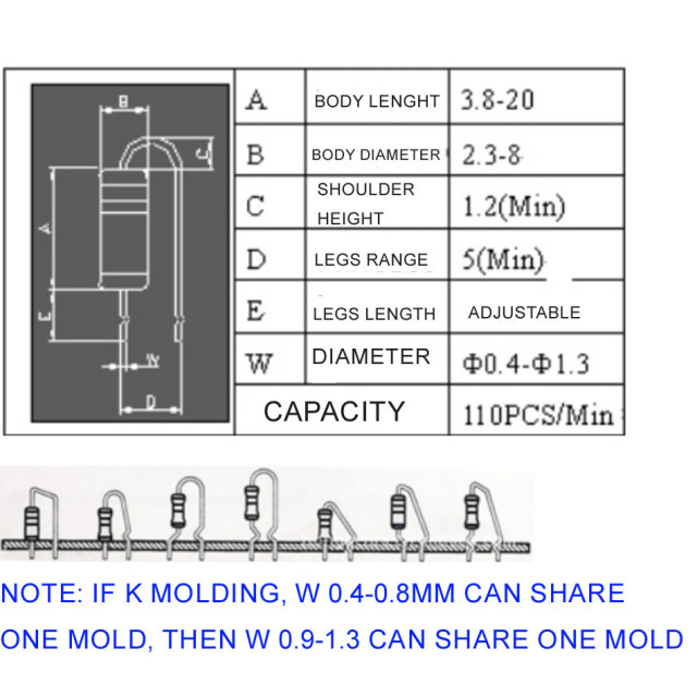 MM00021 506A Belt Taped Packing Resistor Cutting Forming Machine Automatic Diode Axial Lead Cutting Forming Machine Big Size 15mm Single Untape