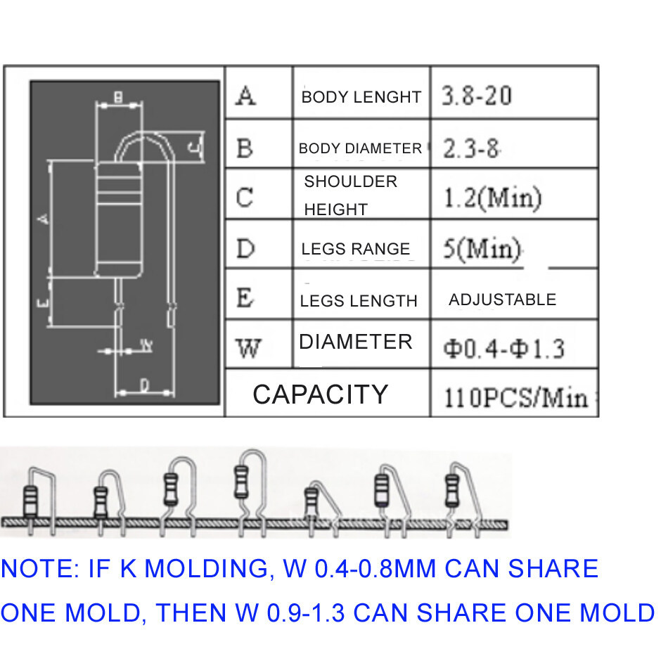 MM00023 507 Model Bulk Belt Packing Resistor Cutting Forming Machine Automatic Diode Axial Lead Cutting Forming Machine F Molding
