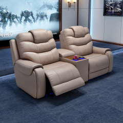 All-cowhide two-seat and middle console video room private cinema sofa luxury, all-electric stretching function