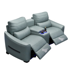 All-cowhide two-seat and middle console arc design video room private cinema sofa luxury, all-electric stretching function