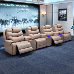 All-cowhide four-seat and 3 middle console video room private cinema sofa luxury, all-electric stretching function