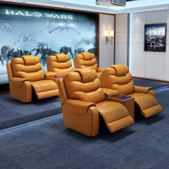 All-cowhide two-seat and middle console video room private cinema sofa luxury, all-electric stretching function