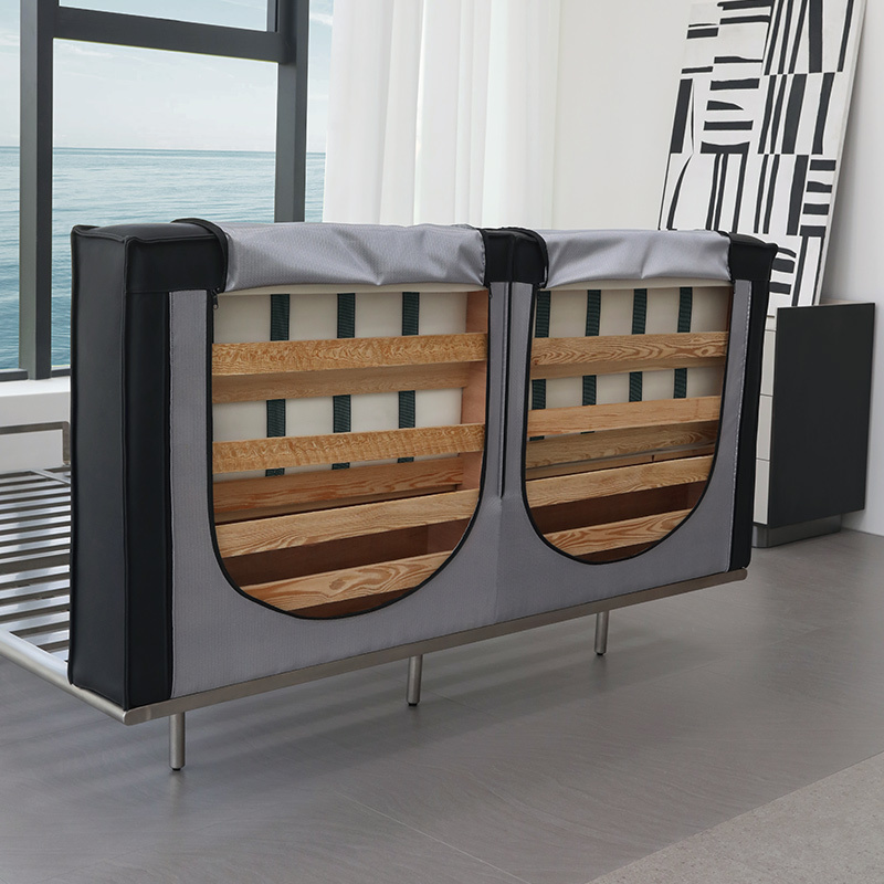 Master bedroom home leather bed Iron wrought stainless steel floating bed