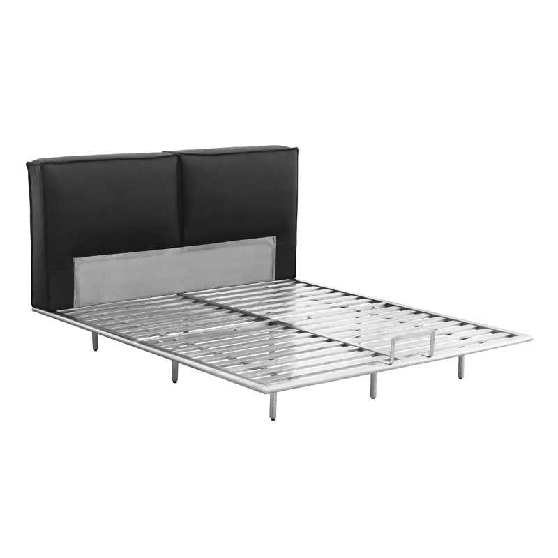 Master bedroom home leather bed Iron wrought stainless steel floating bed