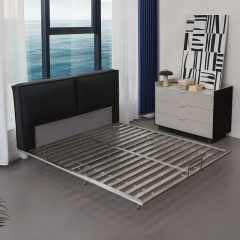 Master bedroom home leather bed Iron wrought stainless steel floating bed