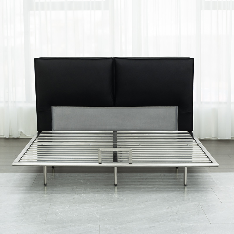 Master bedroom home leather bed Iron wrought stainless steel floating bed