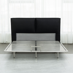 Master bedroom home leather bed Iron wrought stainless steel floating bed