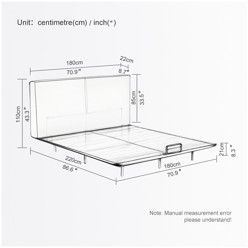 Master bedroom home leather bed Iron wrought stainless steel floating bed