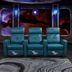 Contact surface cowhide three-seat and 2 middle console video room private cinema sofa luxury, all-electric stretching function