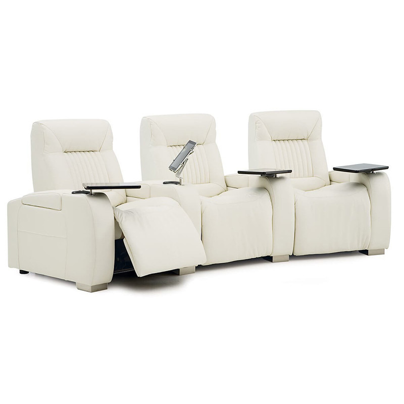Contact surface cowhide three-seat and 4 middle console video room private cinema sofa luxury, all-electric stretching function