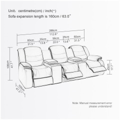 Contact surface cowhide three-seat and 2 middle console video room private cinema sofa luxury, all-electric stretching function