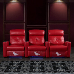 Contact surface cowhide three-seat and 2 middle console video room private cinema sofa luxury, all-electric stretching function