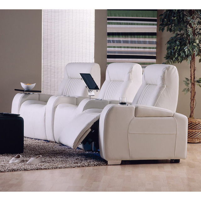 Contact surface cowhide three-seat and 4 middle console video room private cinema sofa luxury, all-electric stretching function