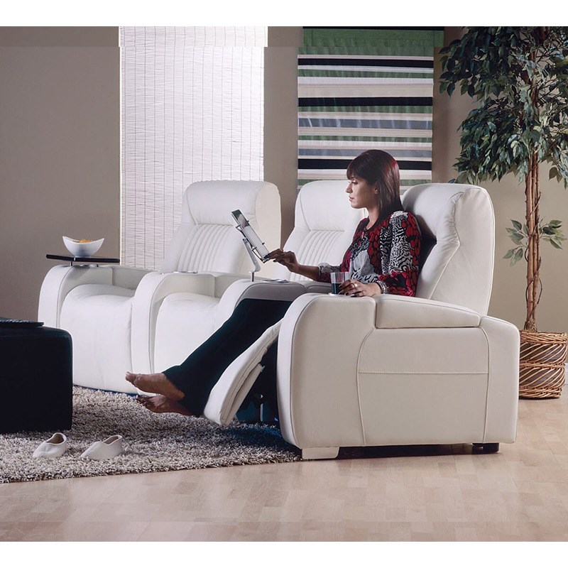 Contact surface cowhide three-seat and 4 middle console video room private cinema sofa luxury, all-electric stretching function