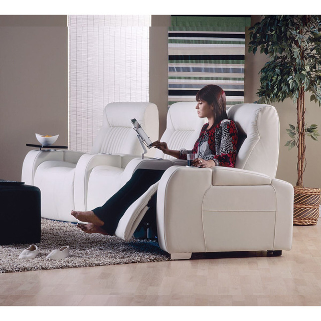 Contact surface cowhide three-seat and 4 middle console video room private cinema sofa luxury, all-electric stretching function