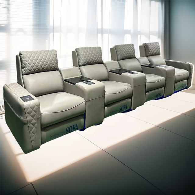 Chihu Custom electric home theater gray color recliner sofa luxury chair recliner seat with massage function and LED light