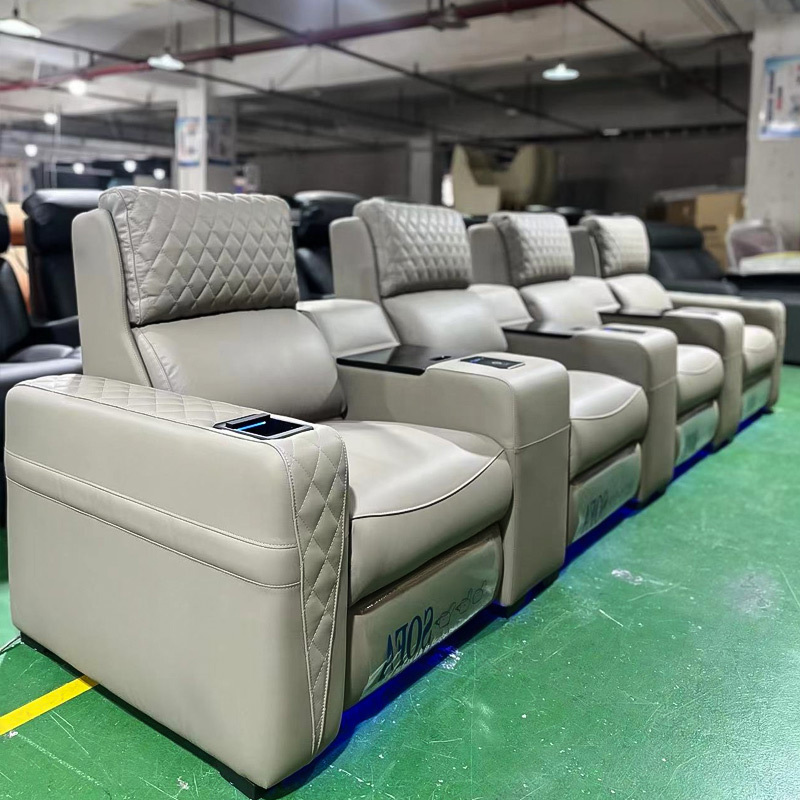 Chihu Custom electric home theater gray color recliner sofa luxury chair recliner seat with massage function and LED light