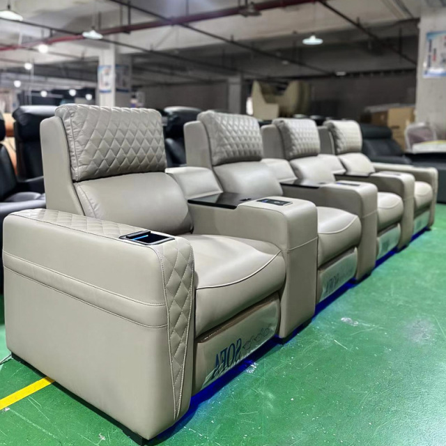 Chihu Custom electric home theater gray color recliner sofa luxury chair recliner seat with massage function and LED light