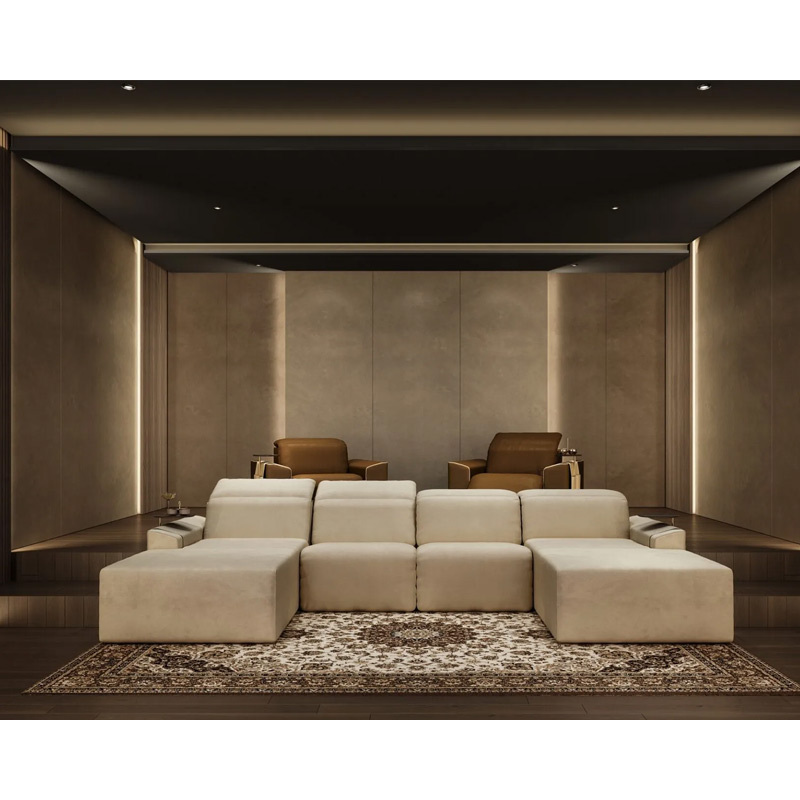 velvet fabric  living room U shape electric reclining sofa matt leather headrest electric recliner living room furniture sofa
