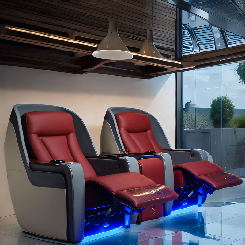 Popular Napa leather modified car seats luxury electric recliner cinema sofa  with massage function and LED light