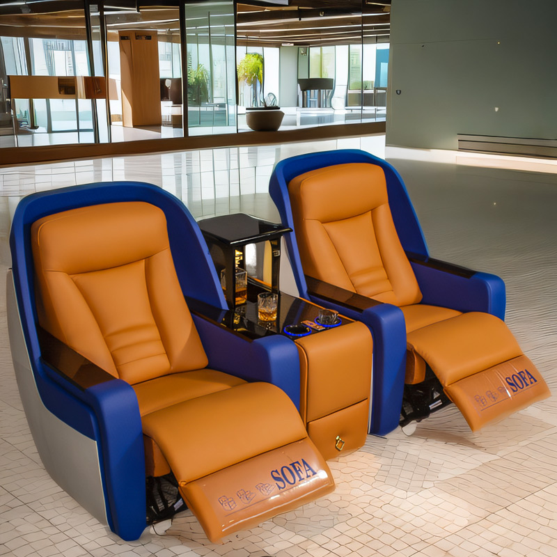 Popular Napa leather modified car seats luxury electric recliner cinema sofa  with massage function and LED light